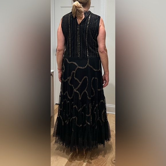 Anthropologie Black Gold Beaded wedding skirt blouse top set outfit size XL - Picture 5 of 12